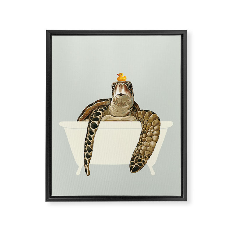 Sea Turtle in Bathtub #green Framed Canvas Print Gallery Image 8