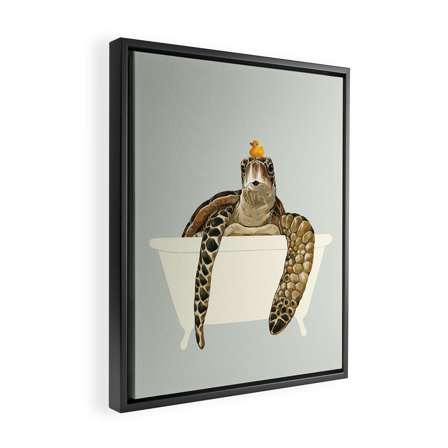 Sea Turtle in Bathtub #green Framed Canvas Print Gallery Image 2