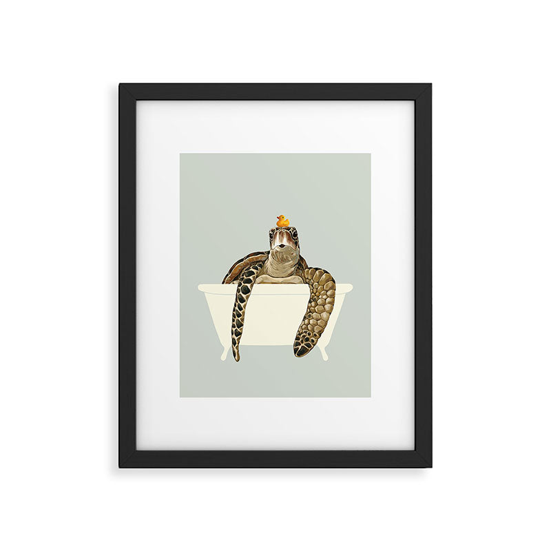 Sea Turtle in Bathtub #green Framed Art Print Gallery Image 6