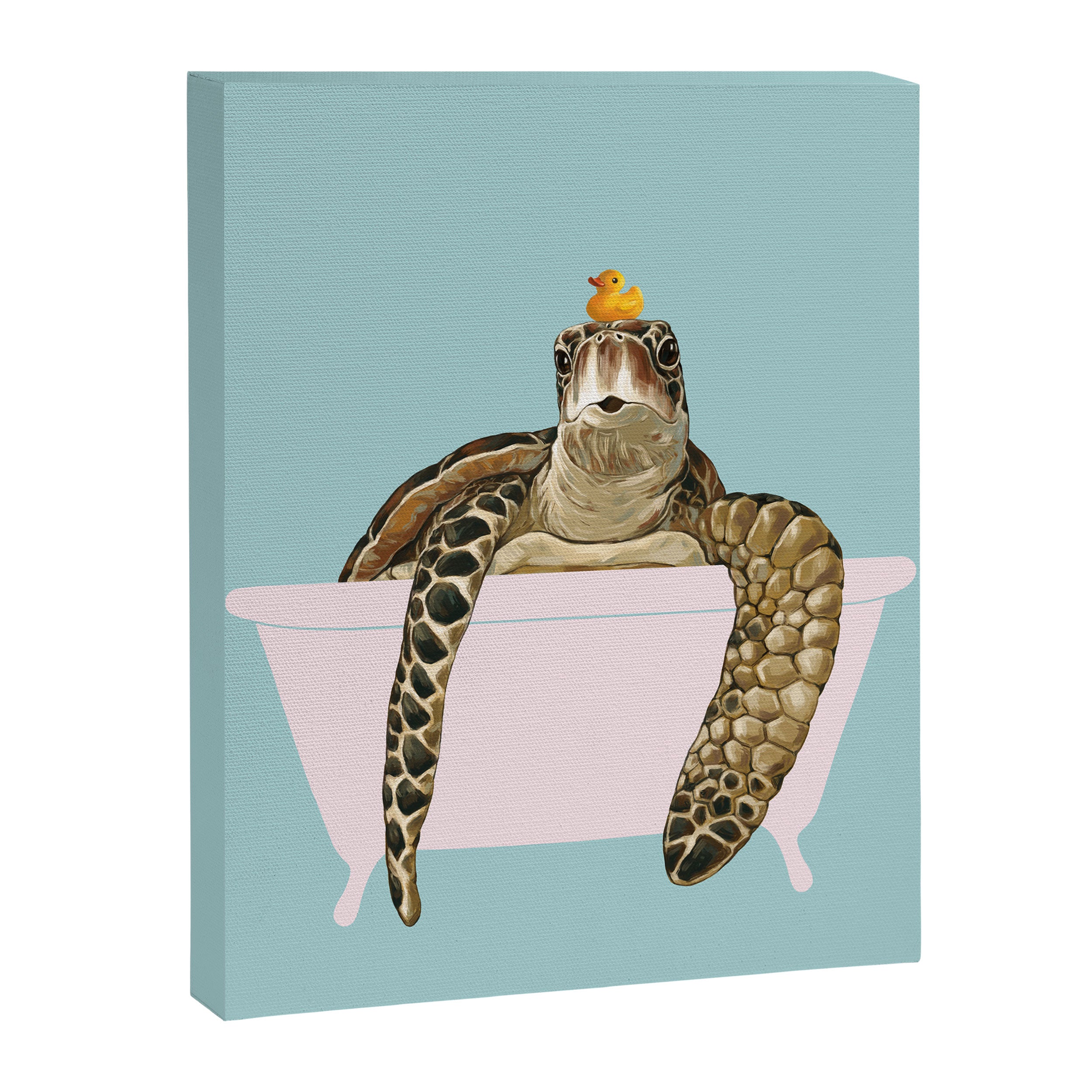 Sea Turtle in Bathtub in Blue Canvas Print Gallery Image 8
