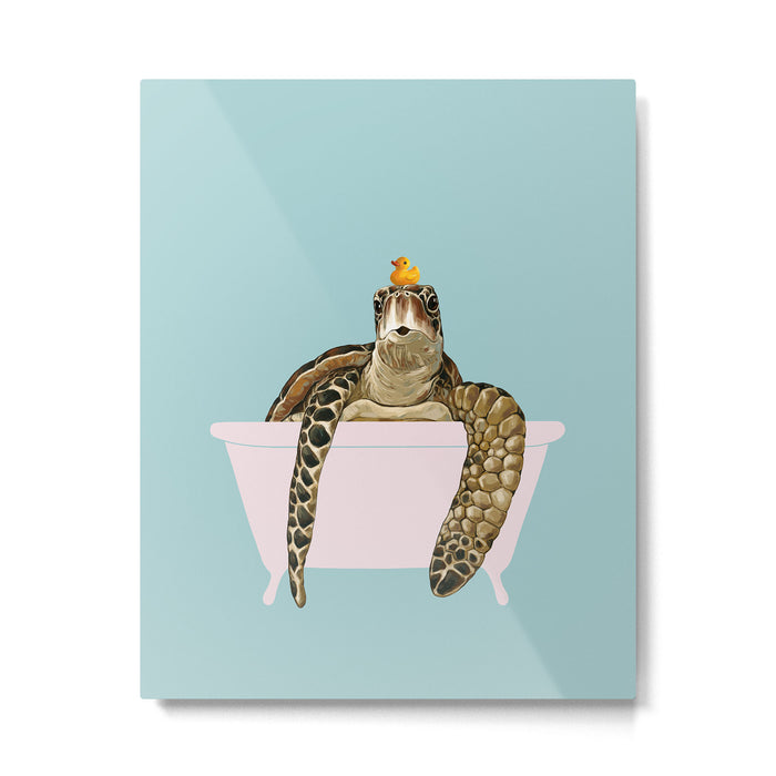 Sea Turtle in Bathtub Metal Print Gallery Image 1