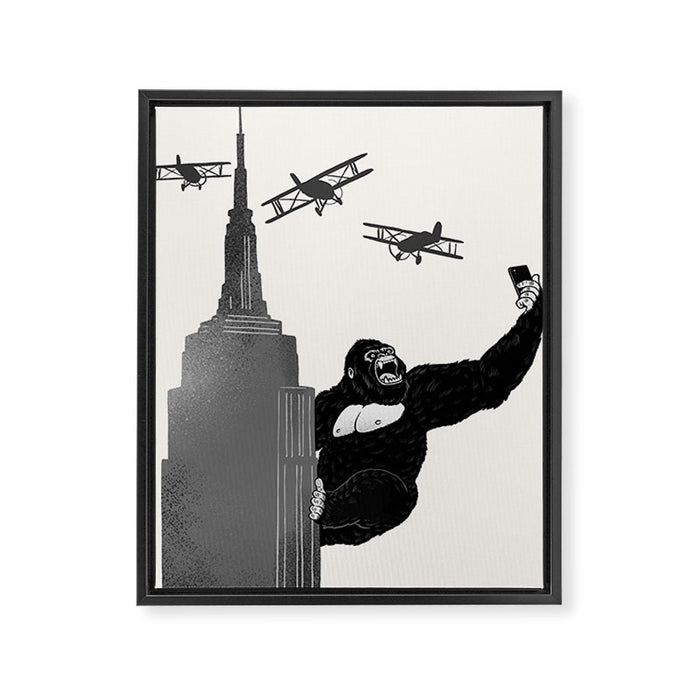 Selfie King Kong Framed Canvas Print Gallery Image 1