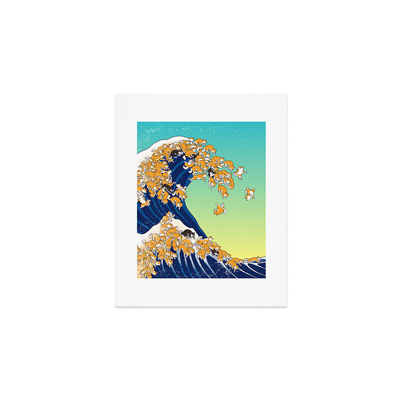 Shiba Inu in Great Wave Art Print Gallery Image 1