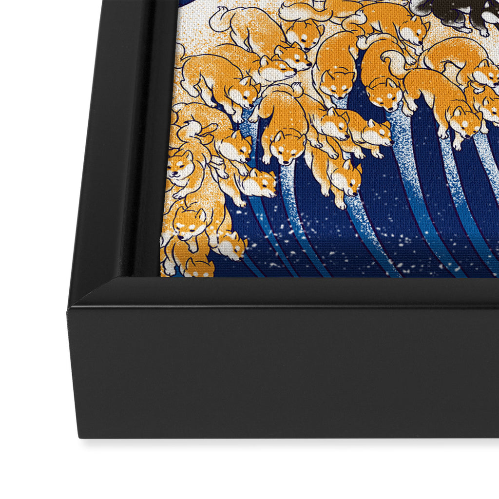 Shiba Inu in Great Wave Framed Canvas Print Gallery Image 3