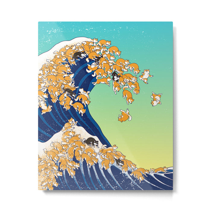 Shiba Inu in Great Wave Metal Print Gallery Image 1