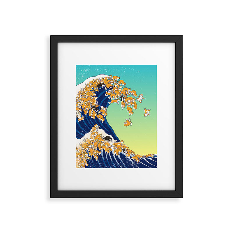Shiba Inu in Great Wave Framed Art Print Gallery Image 4