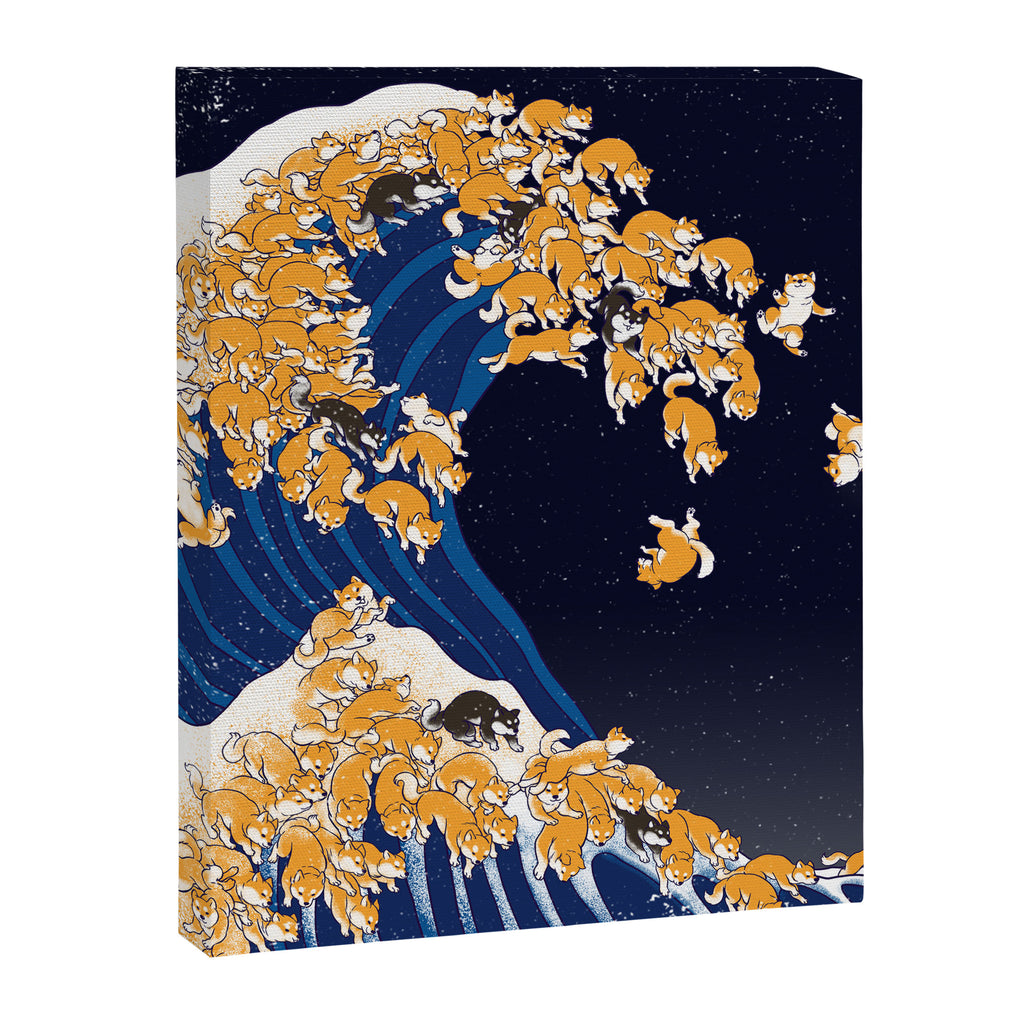 Shiba Inu The Great Wave in Night Canvas Print Gallery Image 8