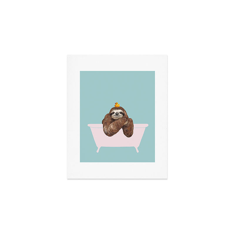 Sloth in Bathtub  Art Print Gallery Image 1