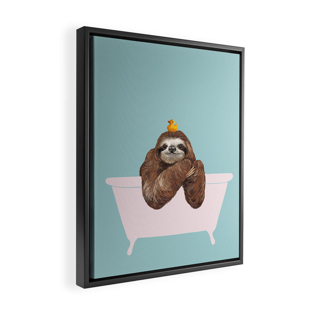 Sloth in Bathtub  Framed Canvas Print Gallery Image 2