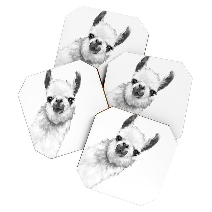 Sneaky Llama Black and White Coaster Gallery Image 1