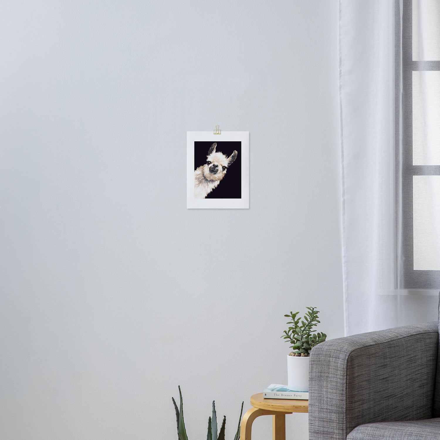 Sneaky Llama in Black Art Print Gallery Image 3