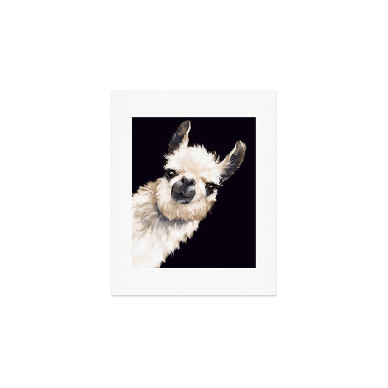 Sneaky Llama in Black Art Print Gallery Image 1
