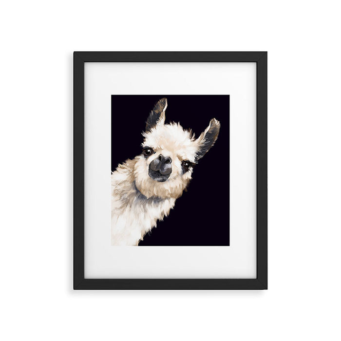Sneaky Llama in Black Framed Art Print Gallery Image 1