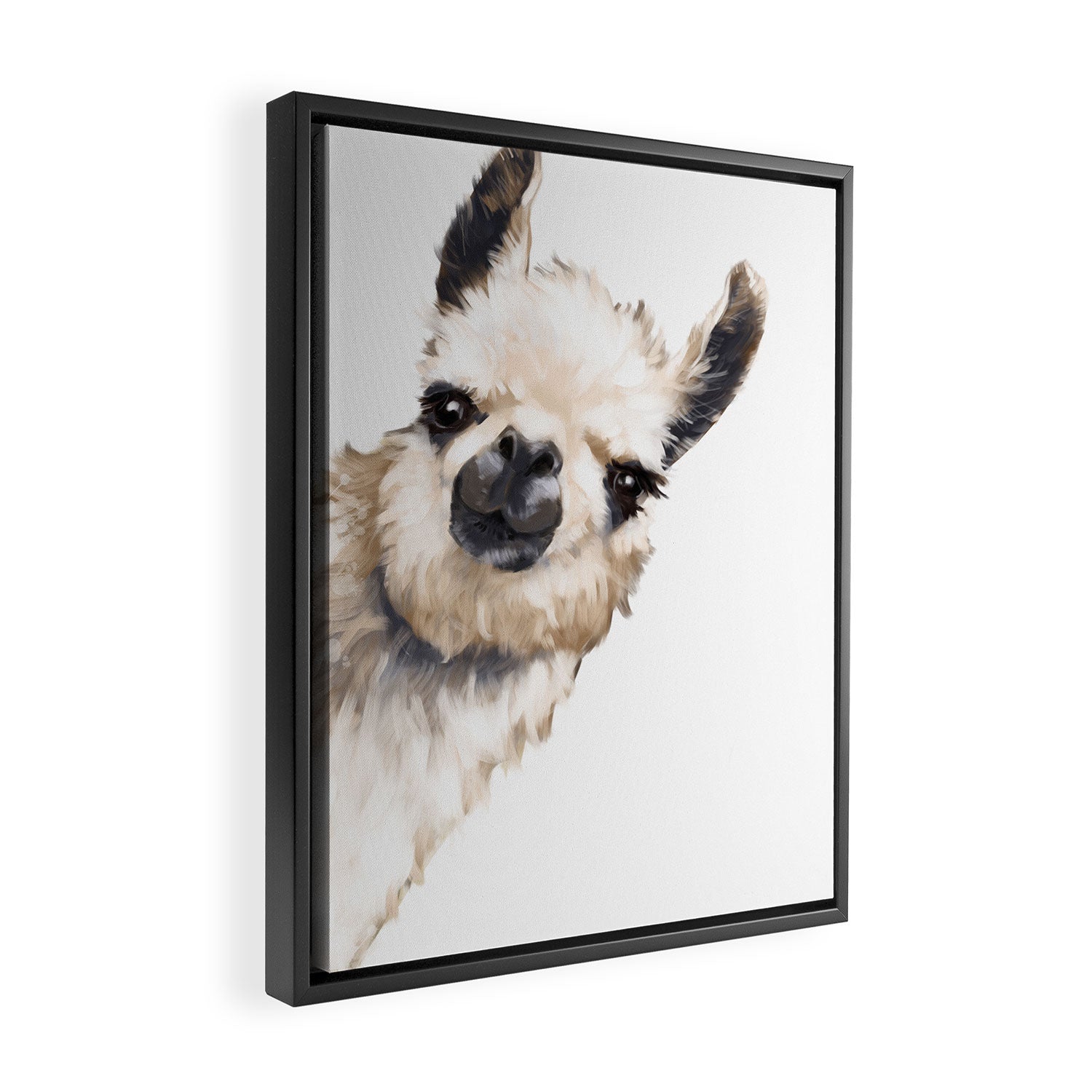 Sneaky Llama White Framed Canvas Print Gallery Image 2