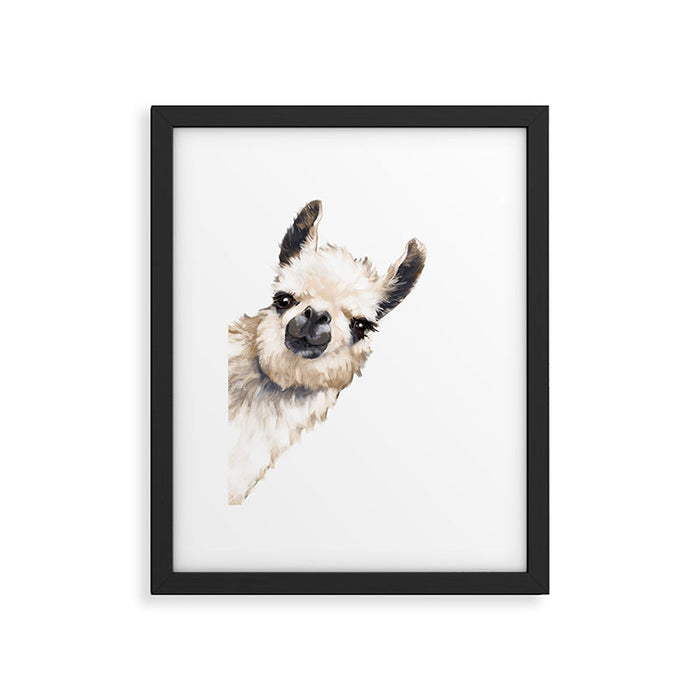 Sneaky Llama White Framed Art Print Gallery Image 1