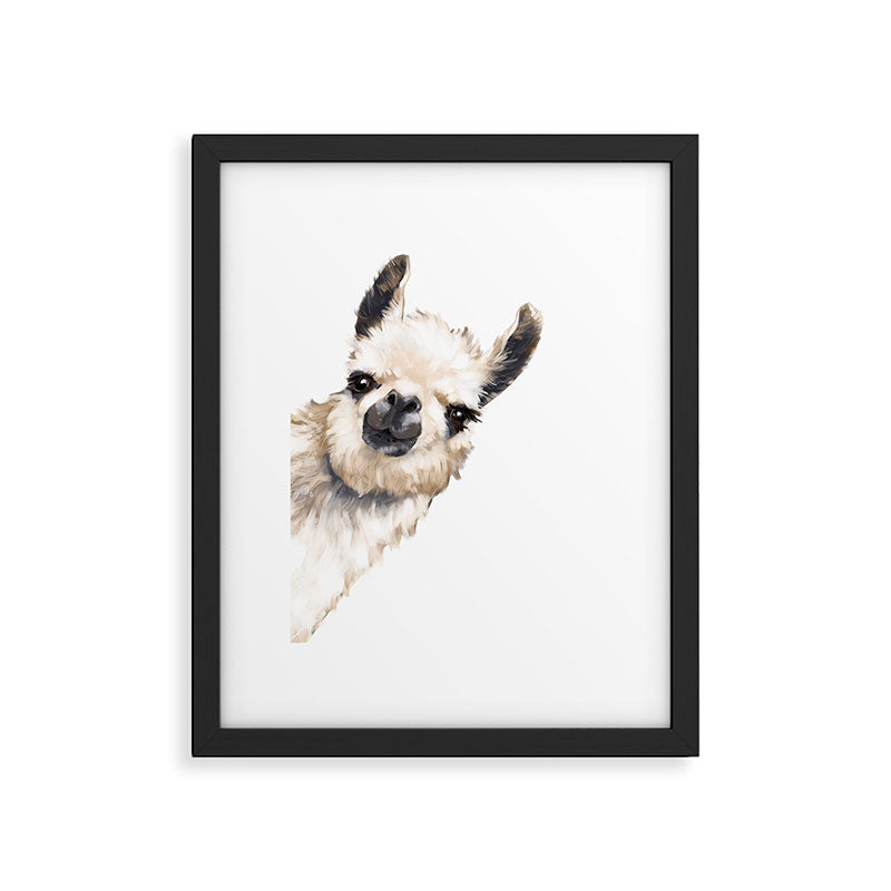 Sneaky Llama White Framed Art Print Gallery Image 6