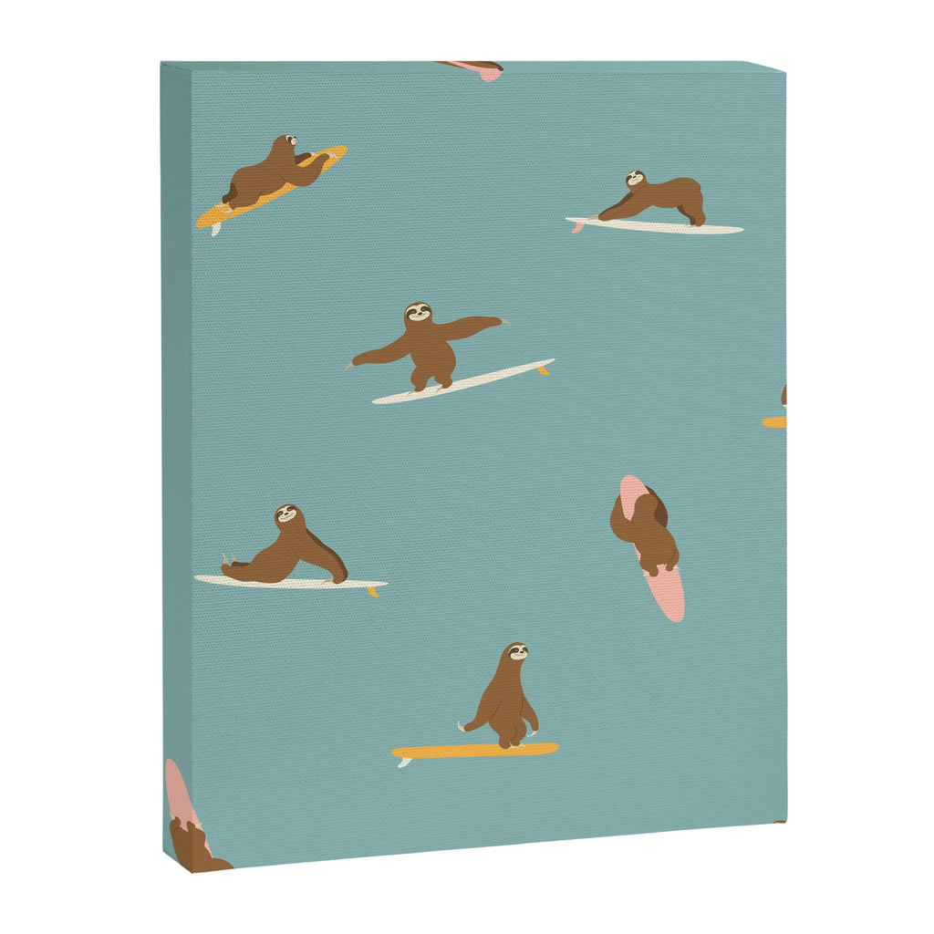 Surfing Sloth in Blue Canvas Print Gallery Image 8