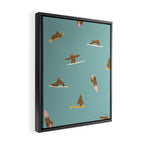 Surfing Sloth in Blue Framed Canvas Print Gallery Image 2