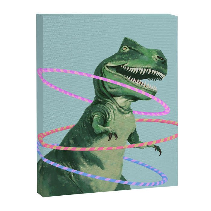 T-Rex the Hula Dancer in Green Canvas Print Gallery Image 1
