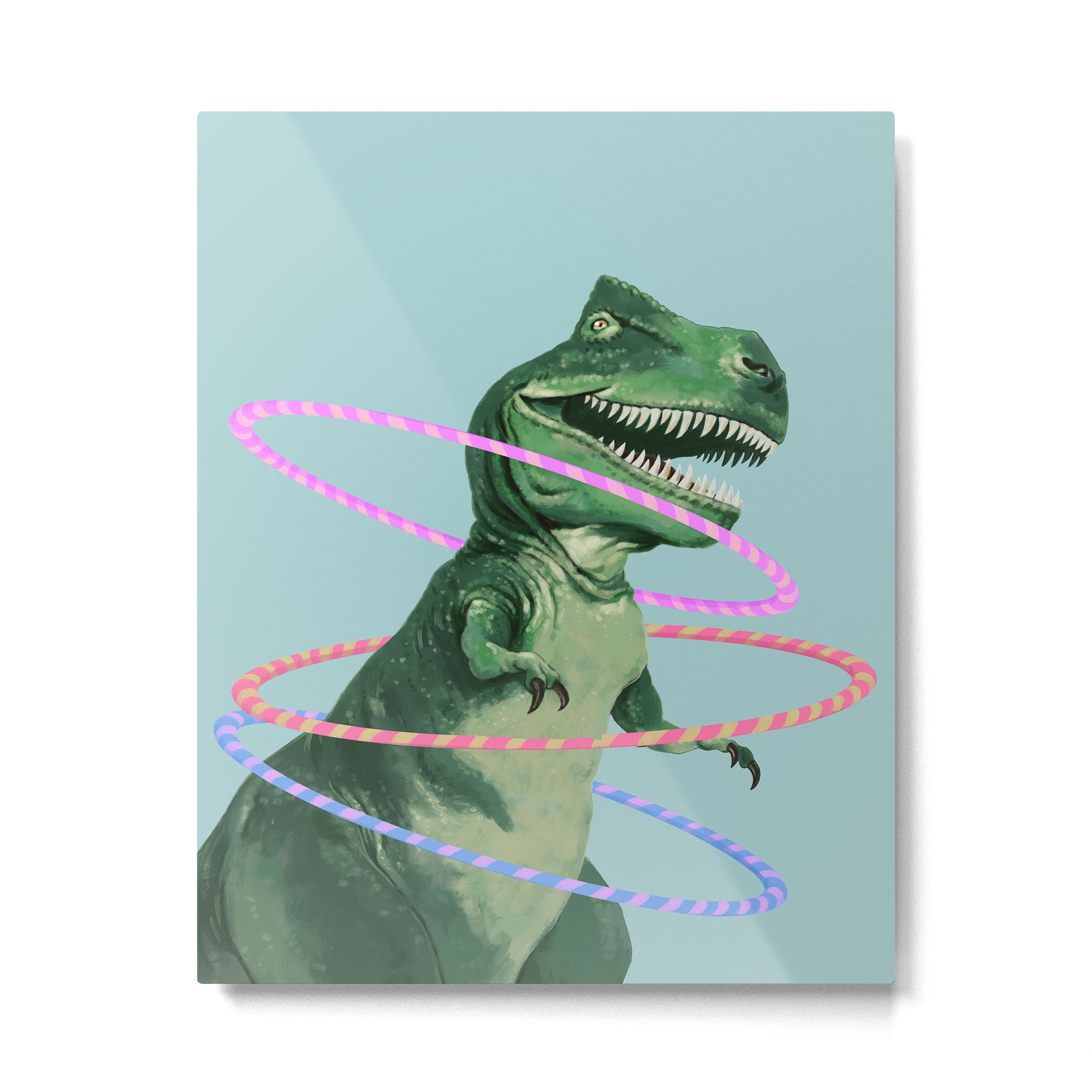 T-Rex the Hula Dancer in Green Metal Print Gallery Image 6