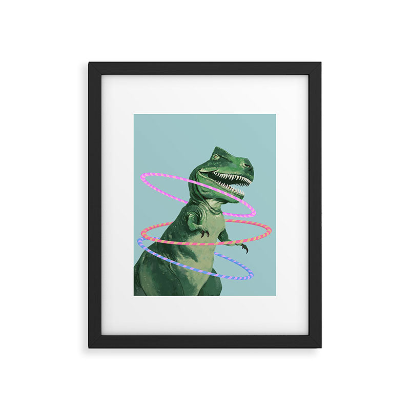 T-Rex the Hula Dancer in Green Framed Art Print Gallery Image 6