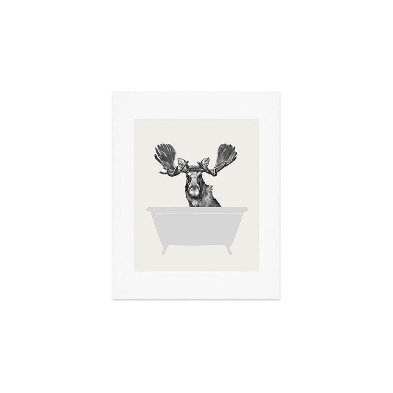 Vintage Moose in Bathtub Art Print Gallery Image 1