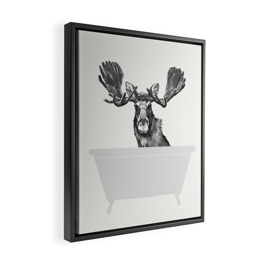 Vintage Moose in Bathtub Framed Canvas Print Gallery Image 2