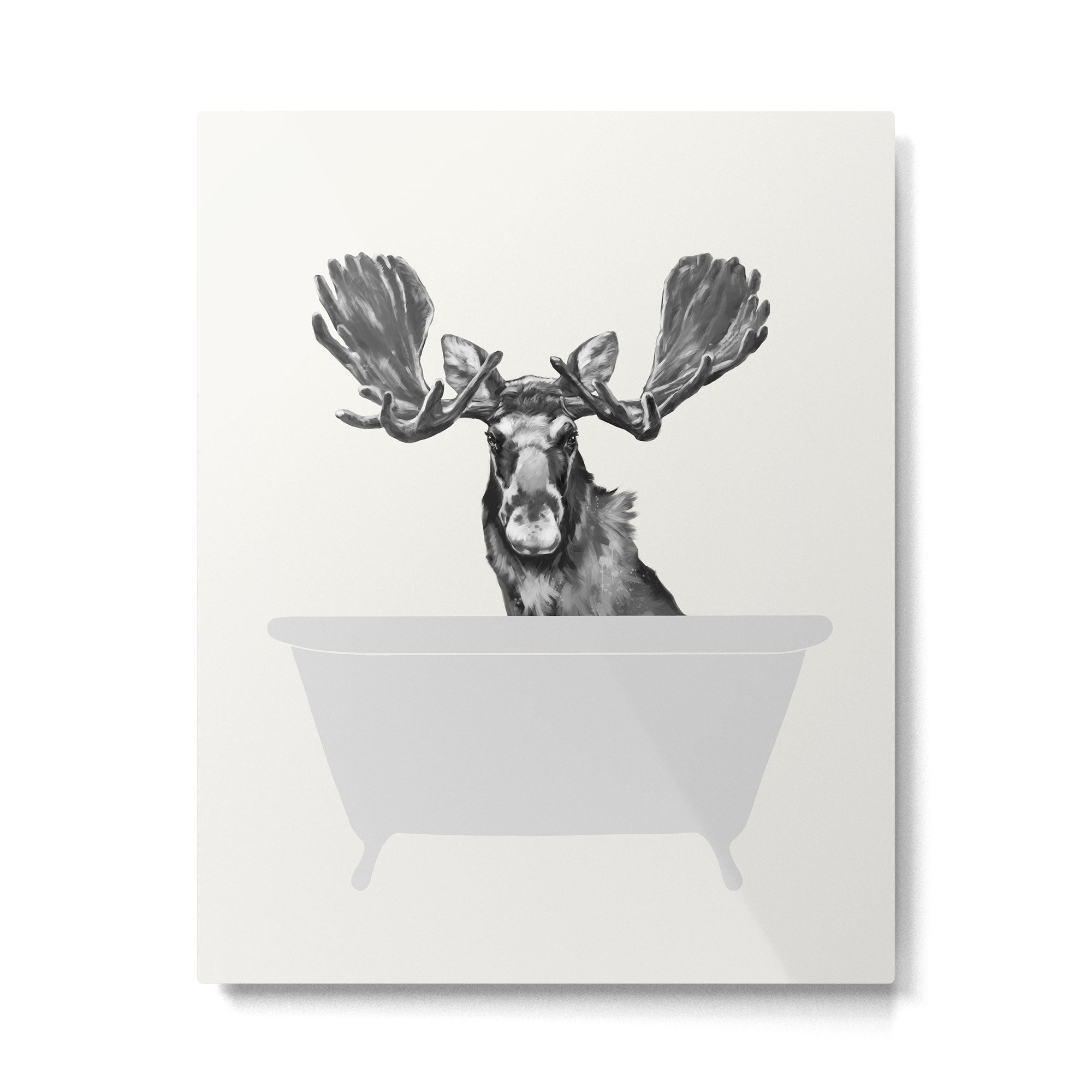 Vintage Moose in Bathtub Metal Print Gallery Image 6