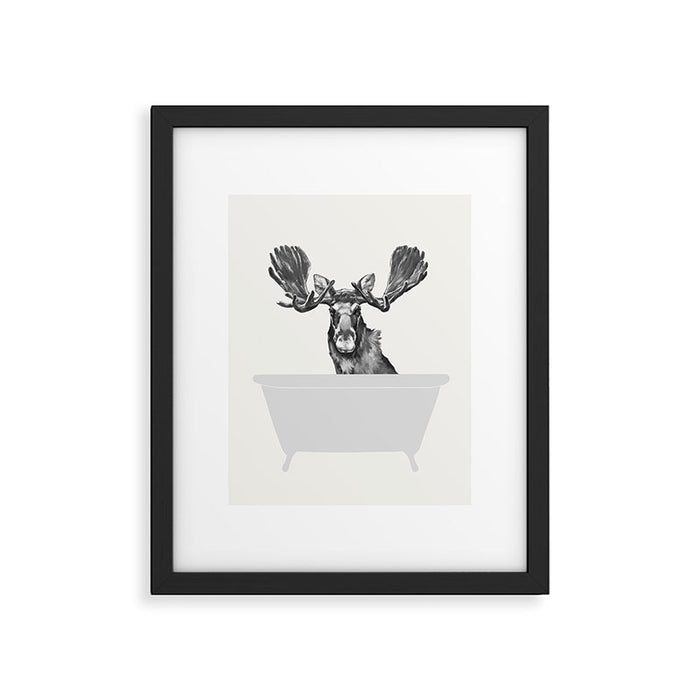 Vintage Moose in Bathtub Framed Art Print Gallery Image 1