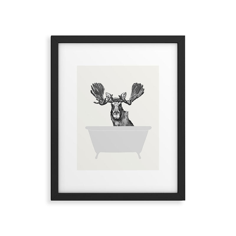 Vintage Moose in Bathtub Framed Art Print Gallery Image 6