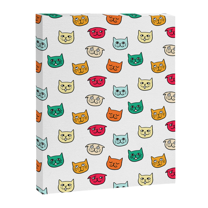 Cat heads in colors Canvas Print Gallery Image 1