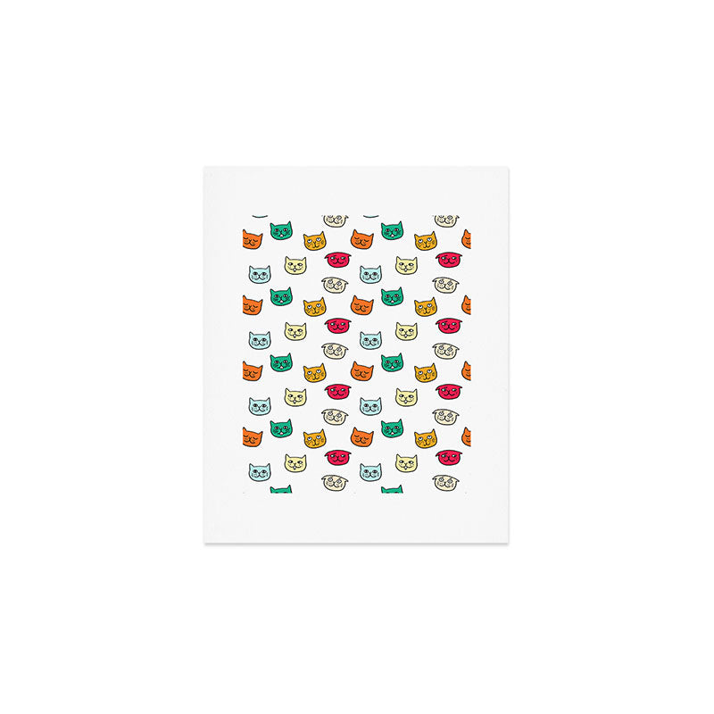 Cat heads in colors Art Print Gallery Image 1