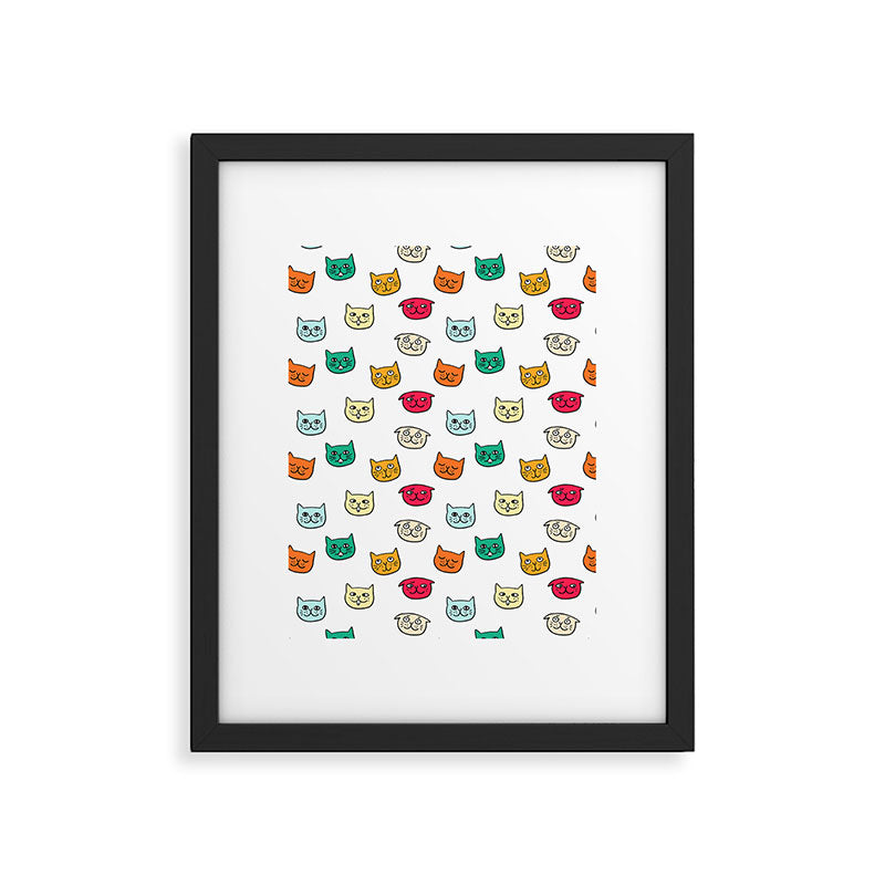 Cat heads in colors Framed Art Print Gallery Image 6