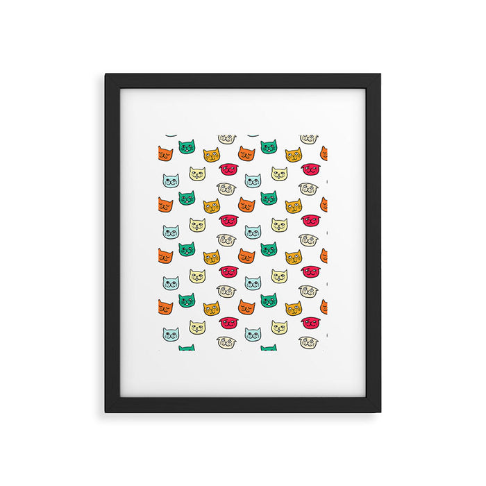 Cat heads in colors Framed Art Print Gallery Image 1