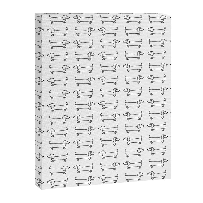 Dachshunds pattern in black and white Canvas Print Gallery Image 1