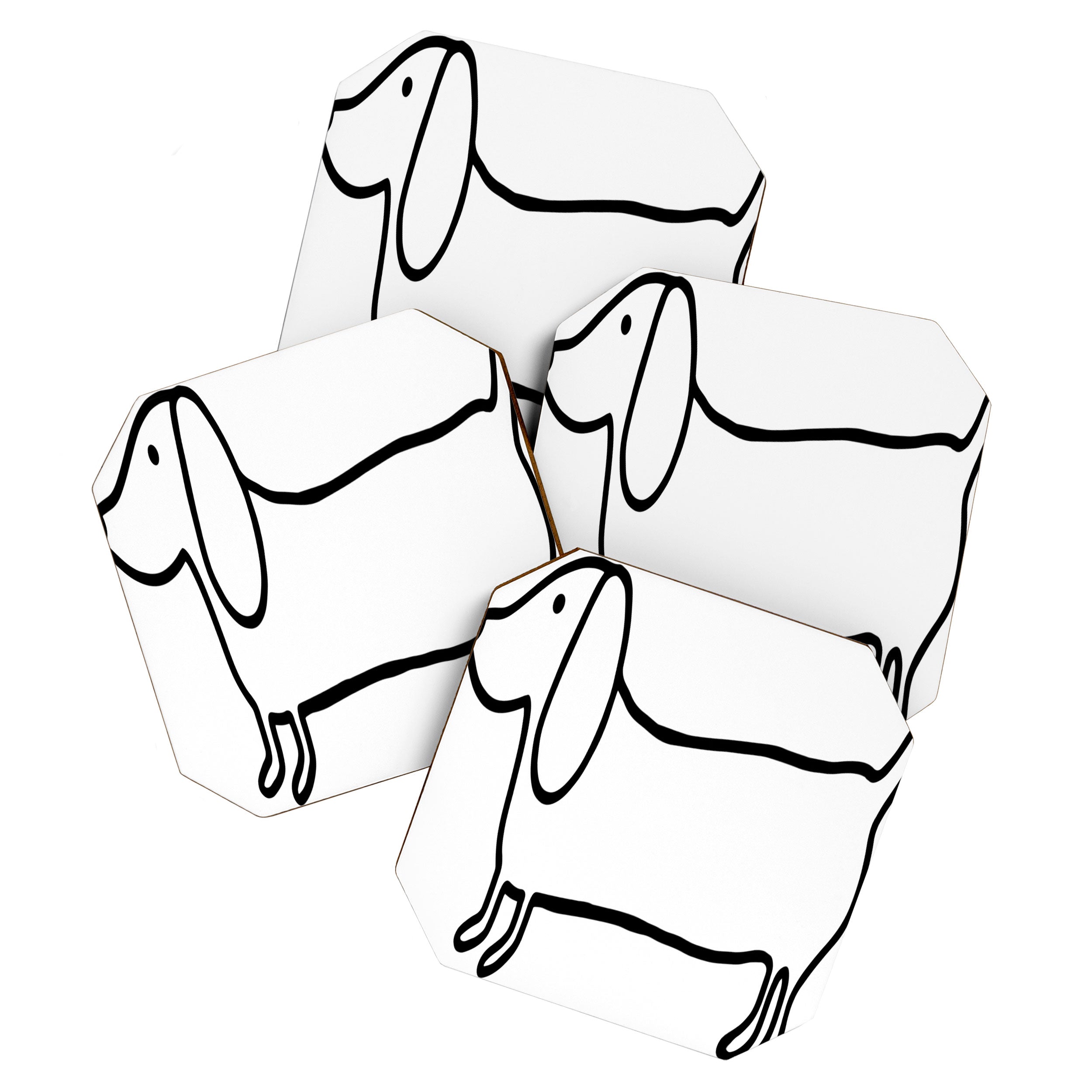 Simple dachshund black drawing Coaster Gallery Image 1