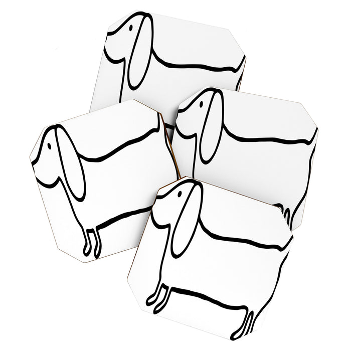 Simple dachshund black drawing Coaster Gallery Image 1