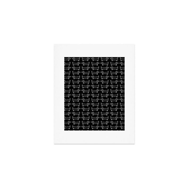 White dachshunds in black background Art Print Gallery Image 1