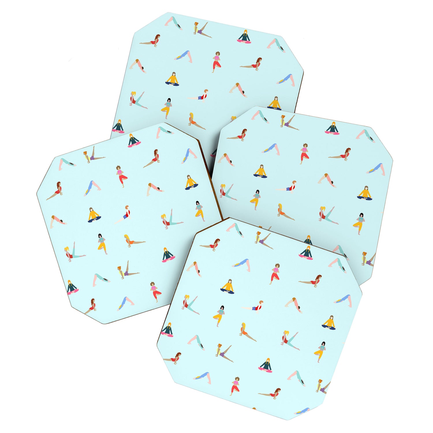 Yoga poses pattern Coaster Gallery Image 1