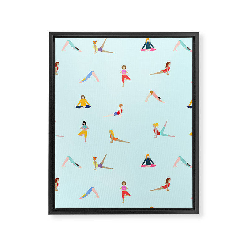 Yoga poses pattern Framed Canvas Print Gallery Image 8