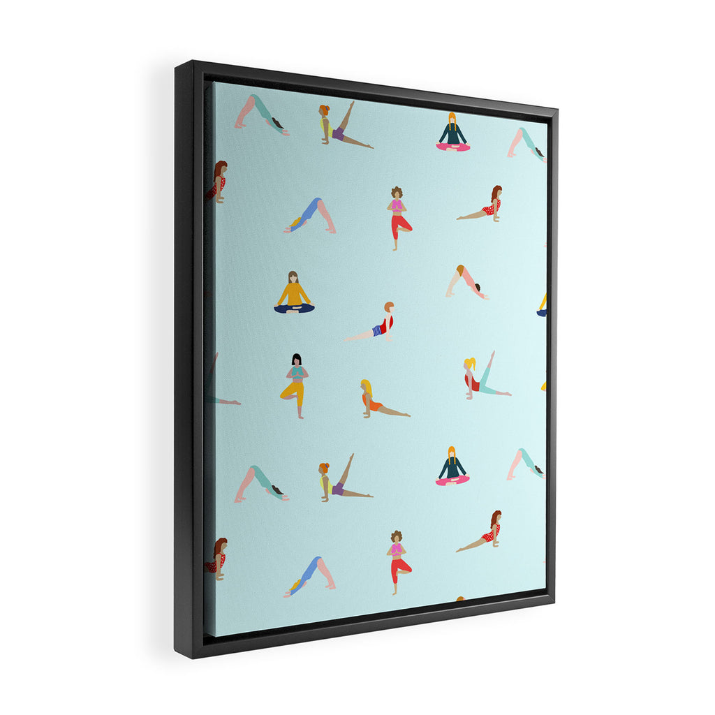 Yoga poses pattern Framed Canvas Print Gallery Image 2