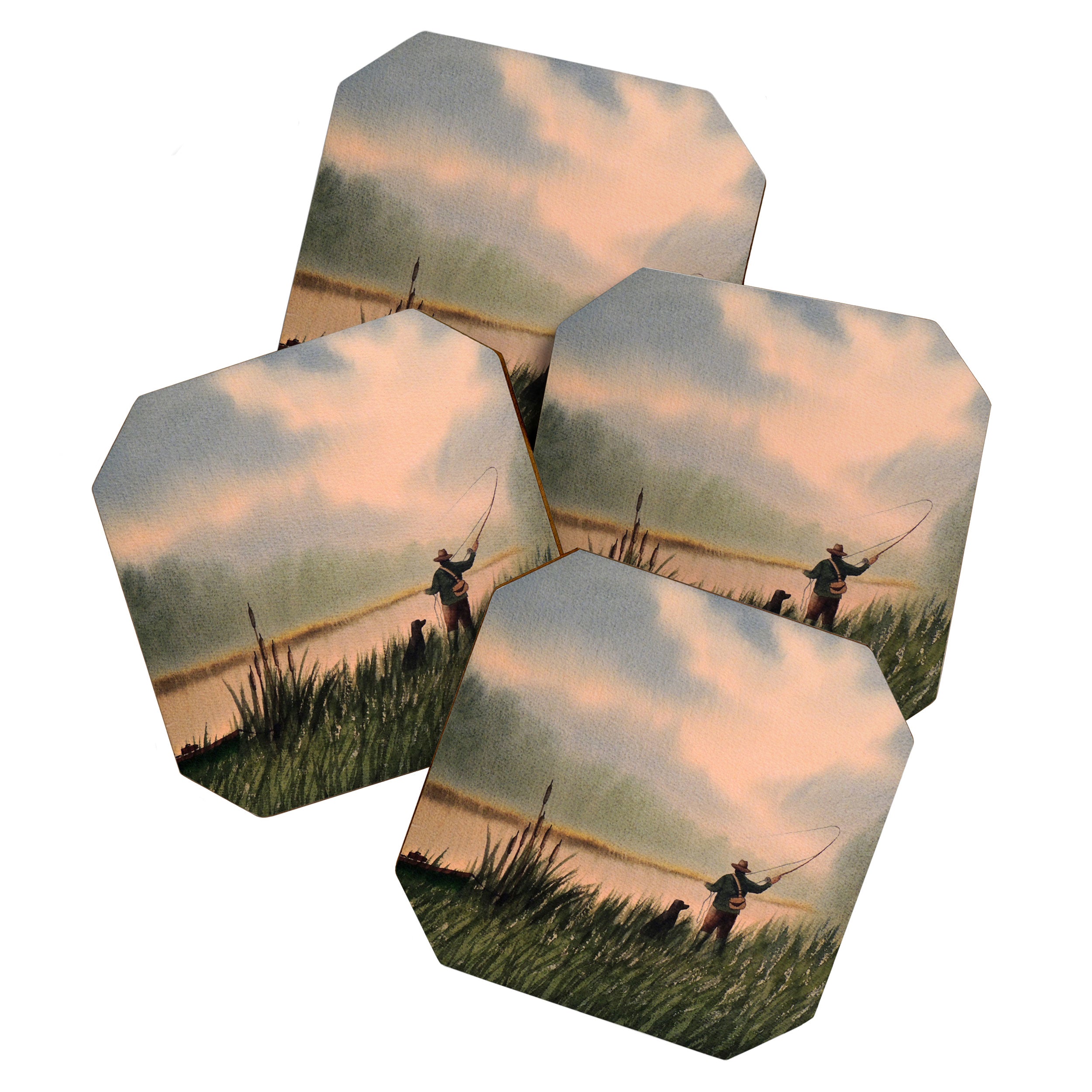 The Fly Fisherman With His Loyal Friend Coaster Gallery Image 1