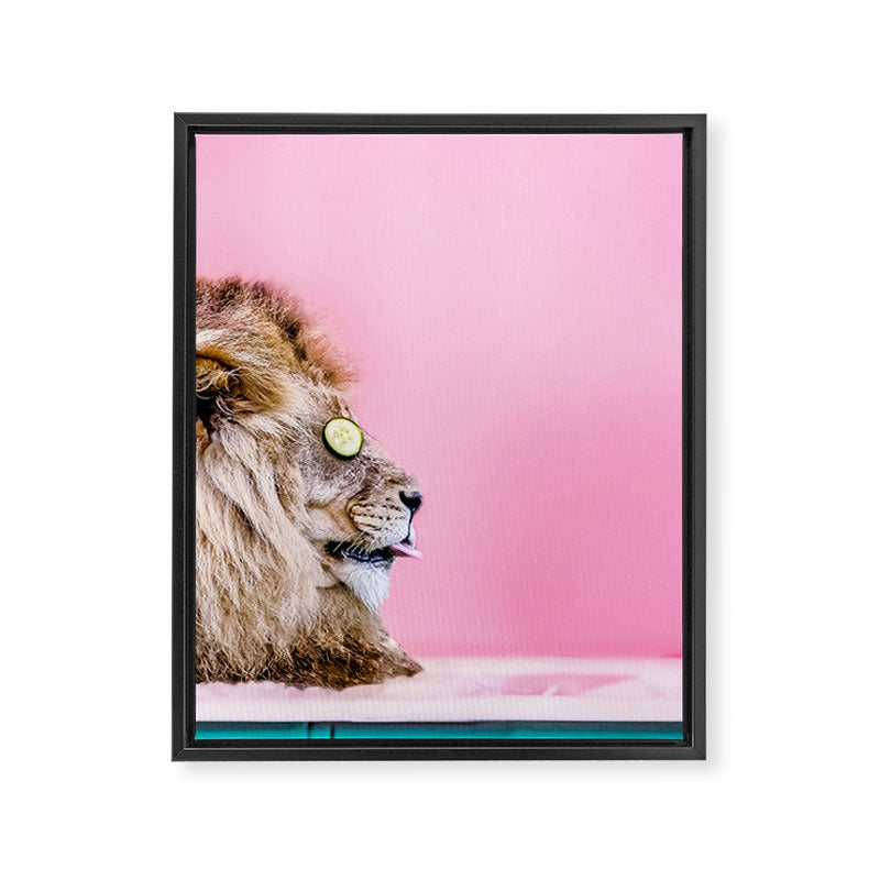 Lion in the Bathtub Framed Canvas Print Gallery Image 6