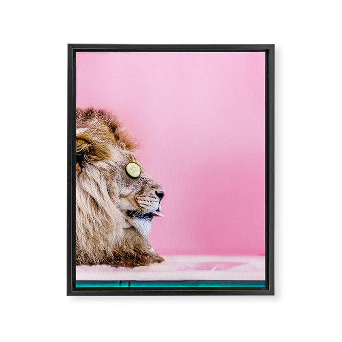 Lion in the Bathtub Framed Canvas Print Gallery Image 1