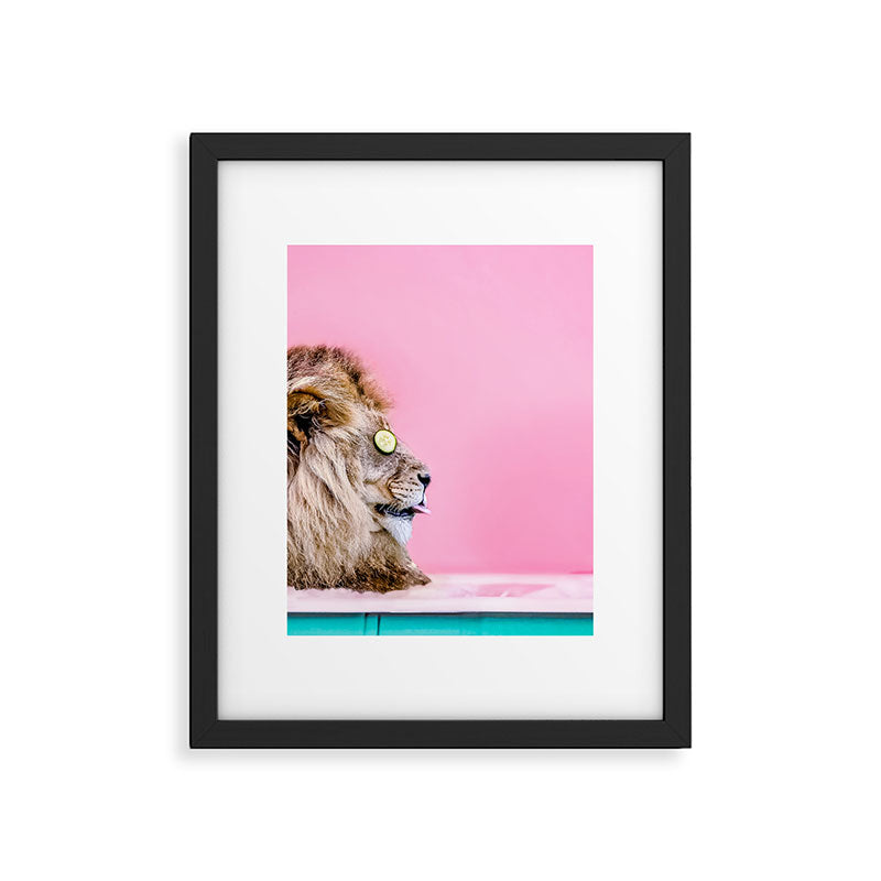 Lion in the Bathtub Framed Art Print Gallery Image 1