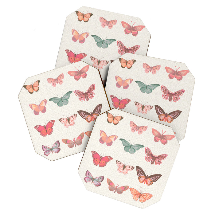 Butterflies in Pink Tones Coaster Gallery Image 1