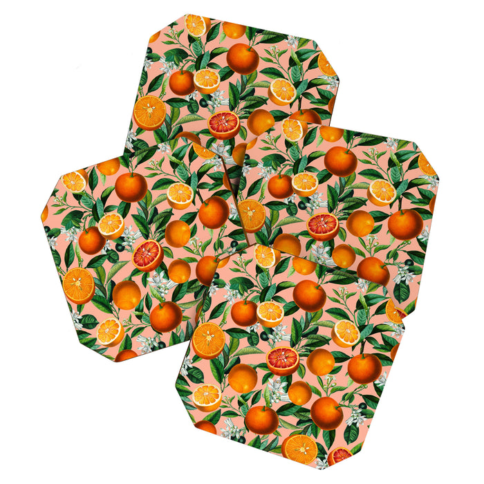 Oranges Pink Vintage Botanical Coaster Gallery Image 1