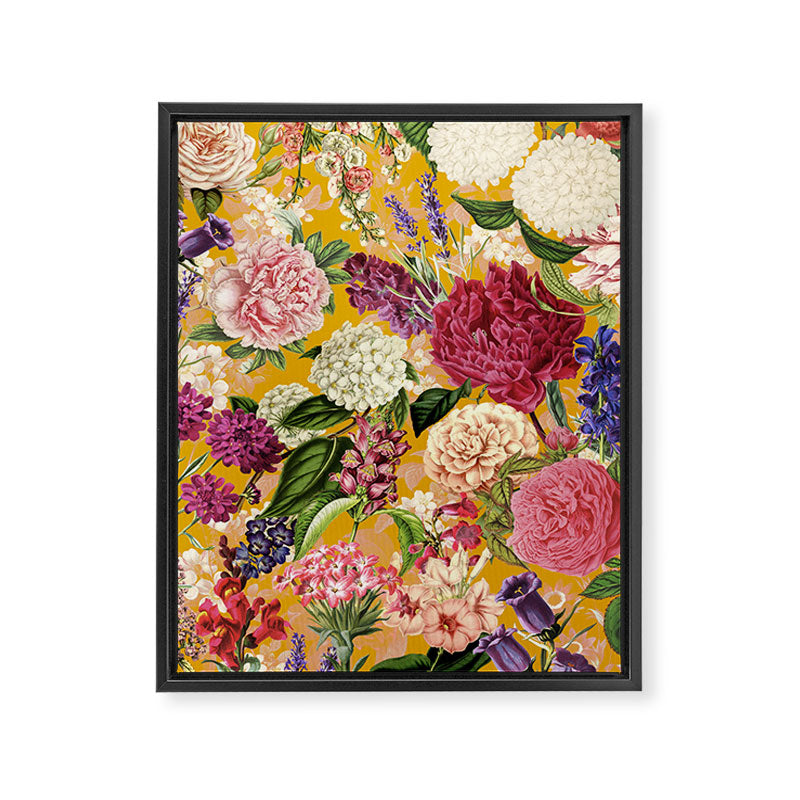 Yellow Happy Floral Pattern, Modernism Framed Canvas Print Gallery Image 6