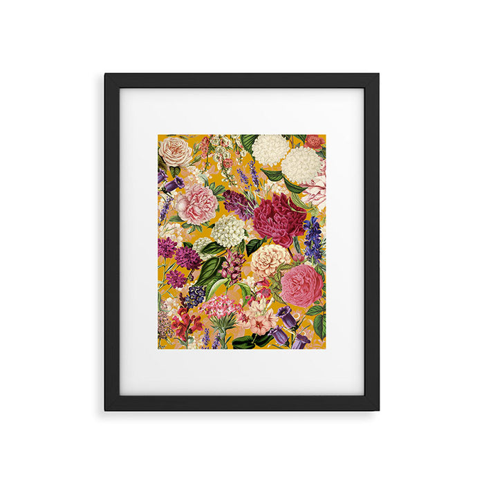 Yellow Happy Floral Pattern, Modernism Framed Art Print Gallery Image 1
