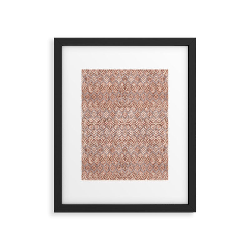 Abstract boho geometric tribal - terracotta Framed Art Print Gallery Image 1